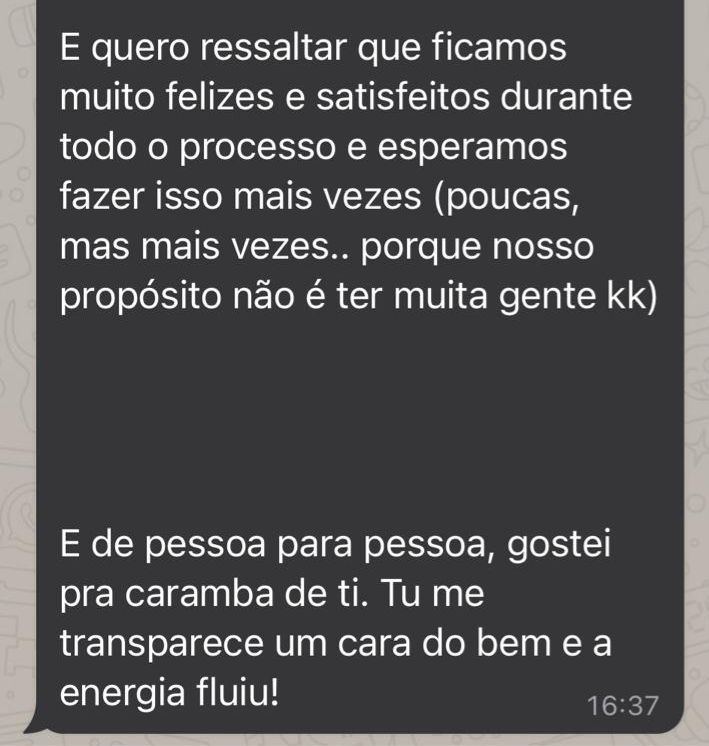 Depoimento sobre satisfação com o processo