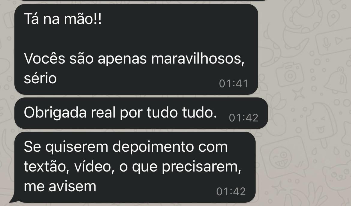 Depoimento de agradecimento